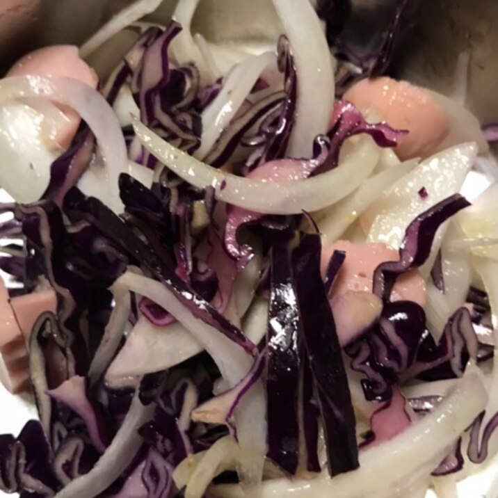紫キャベツと新たまねぎの魚ニソのサラダ